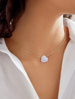 Juno Blue Lace Agate Necklace - Blue Lace Agate Stone
