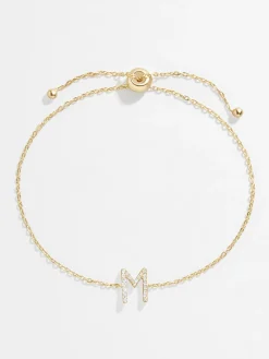14K Gold Vermeil & Diamond Initial Bracelet - Gold/Pavé