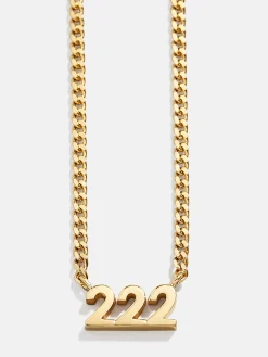 18K Gold Vermeil Angel Number Custom Nameplate Necklace - Gold