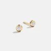 18K Gold Vermeil Birthstone Stud Earrings - Crystal