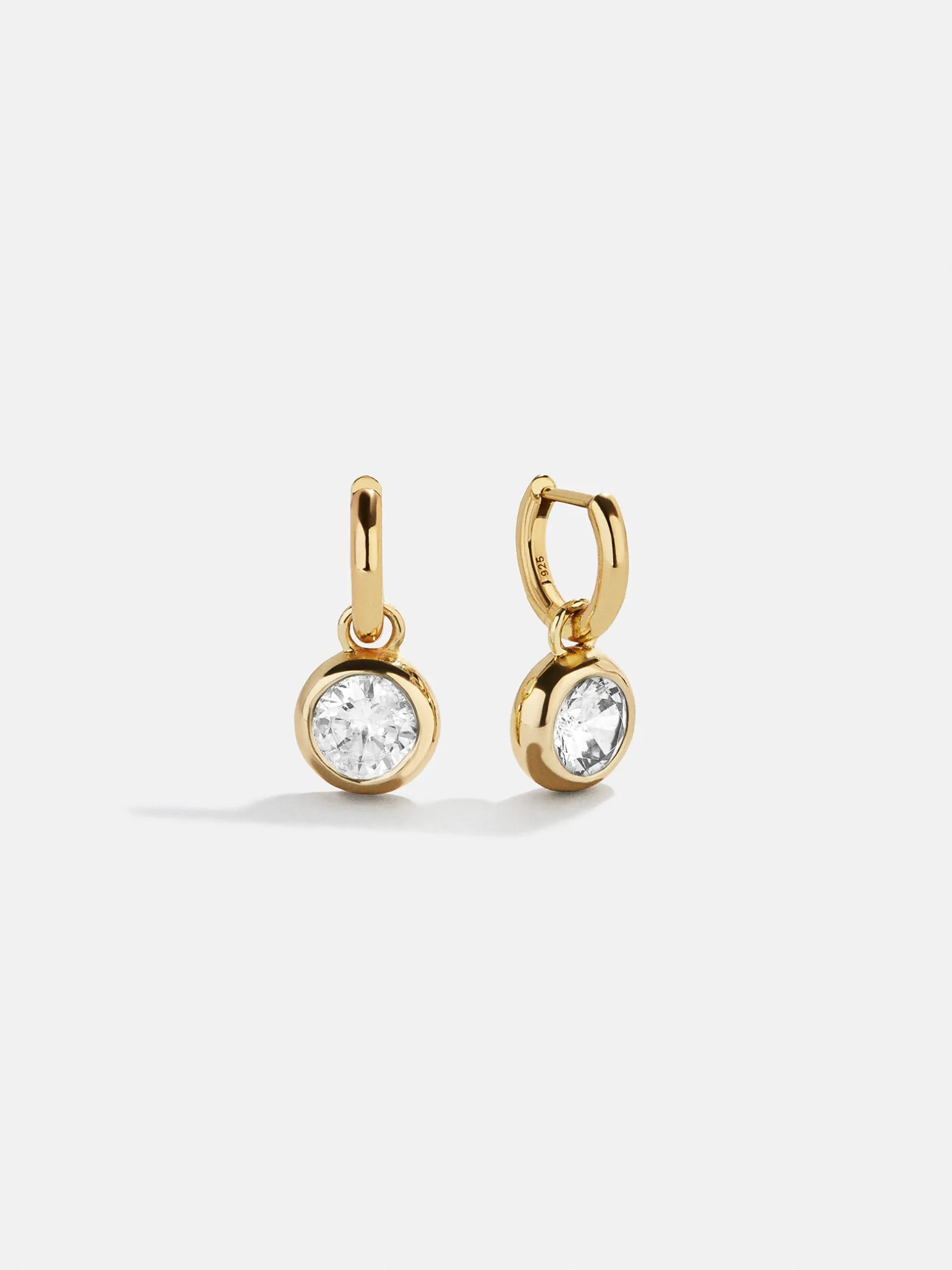18K Gold Vermeil Birthstone Drop Earrings - Crystal