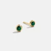 18K Gold Vermeil Birthstone Stud Earrings - Emerald