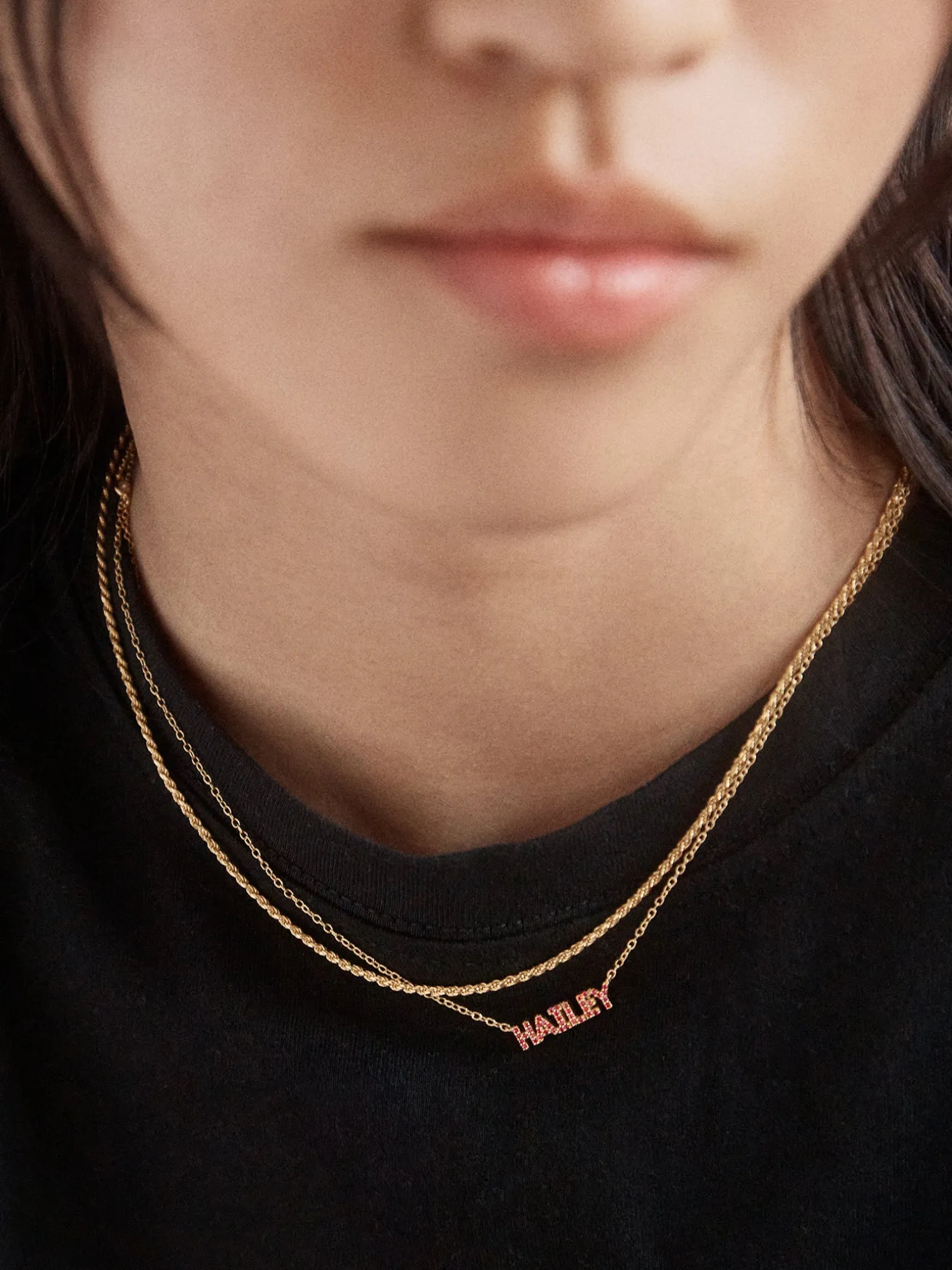 18K Gold Vermeil Birthstone Custom Nameplate Necklace - Garnet