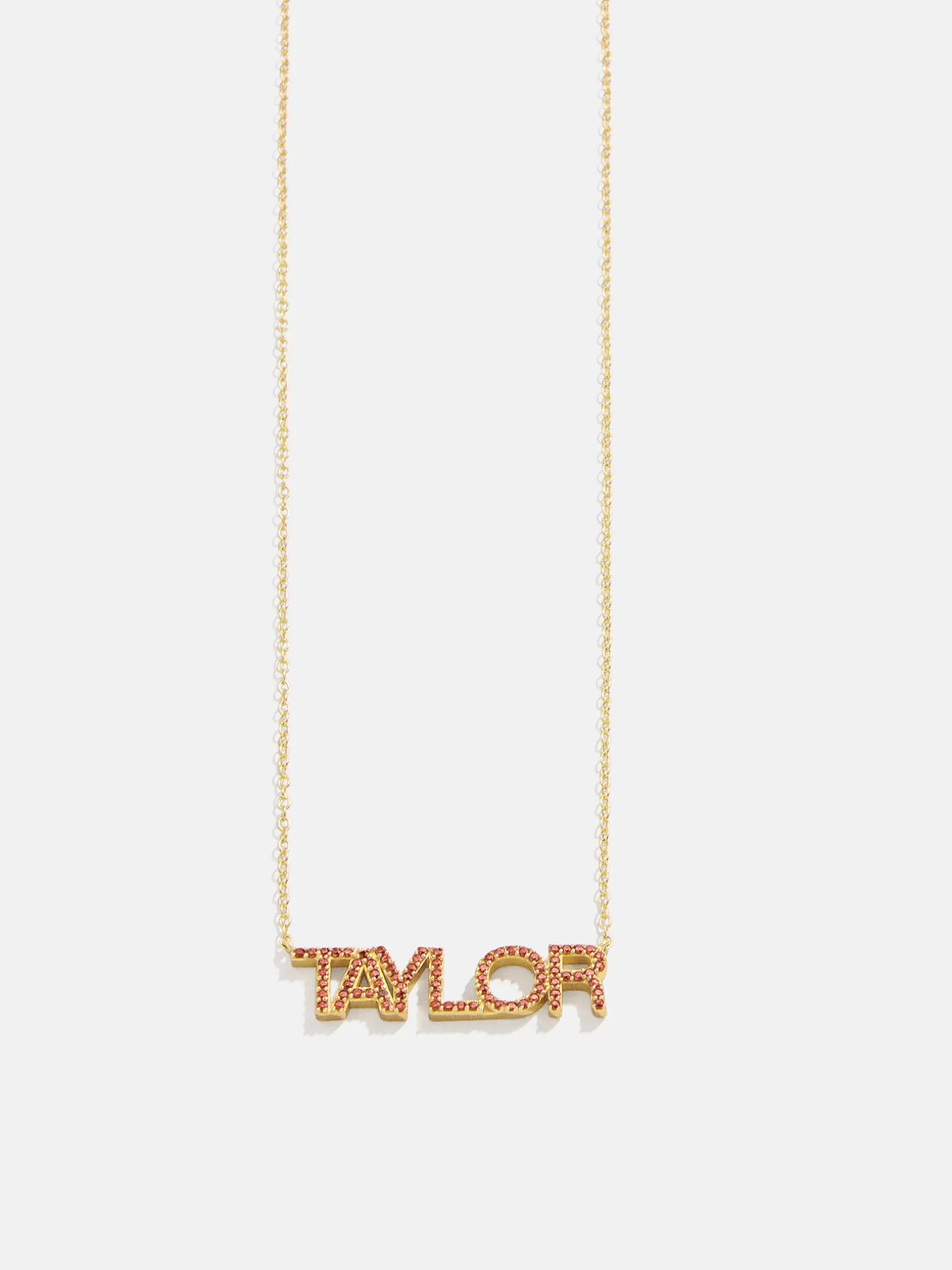 18K Gold Vermeil Birthstone Custom Nameplate Necklace - Garnet