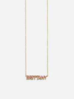 18K Gold Vermeil Birthstone Custom Nameplate Necklace - Rose