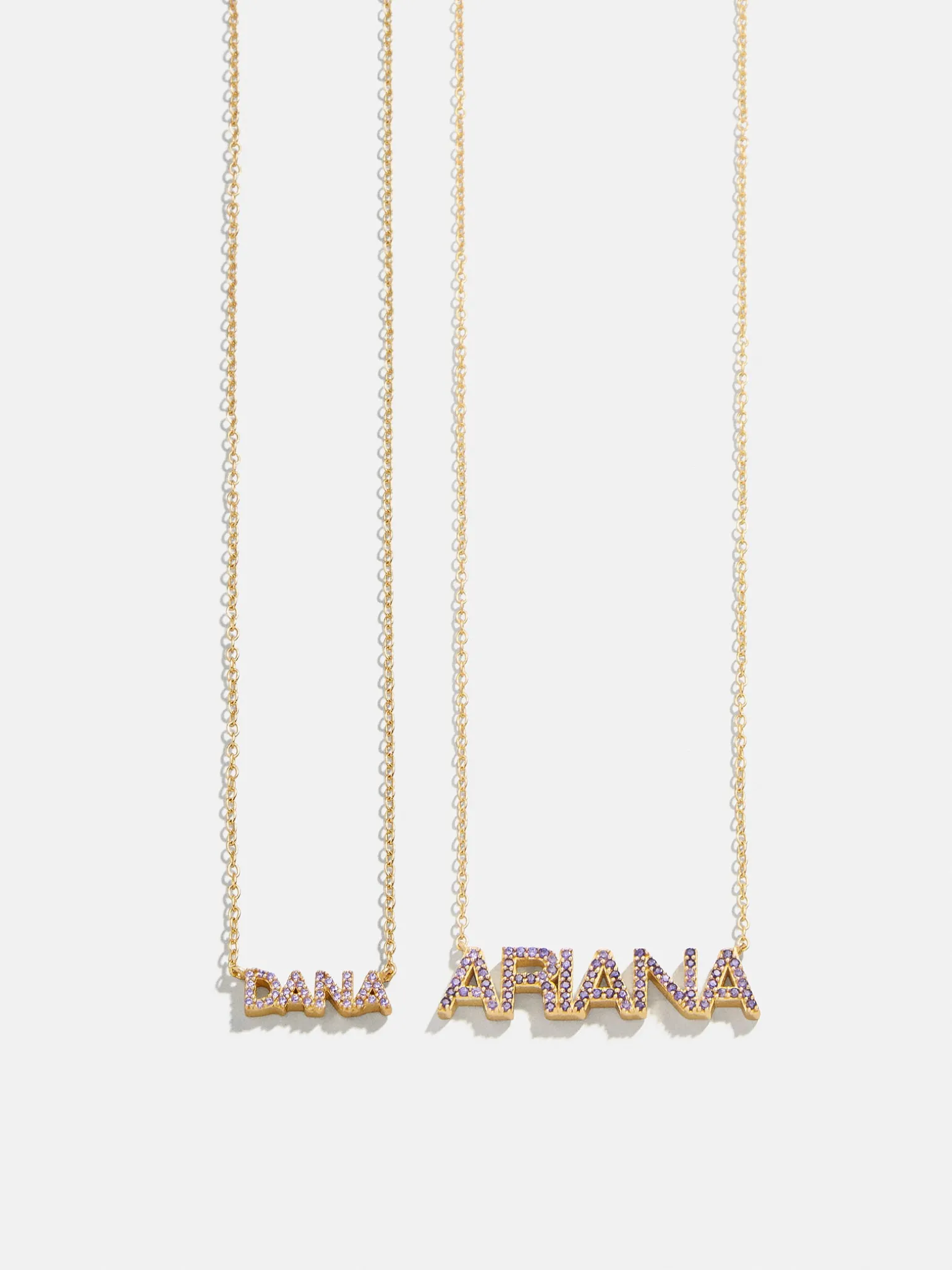 18K Gold Vermeil Birthstone Custom Nameplate Necklace - Light Amethyst