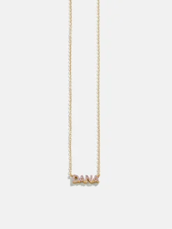 18K Gold Vermeil Birthstone Custom Nameplate Necklace - Light Amethyst