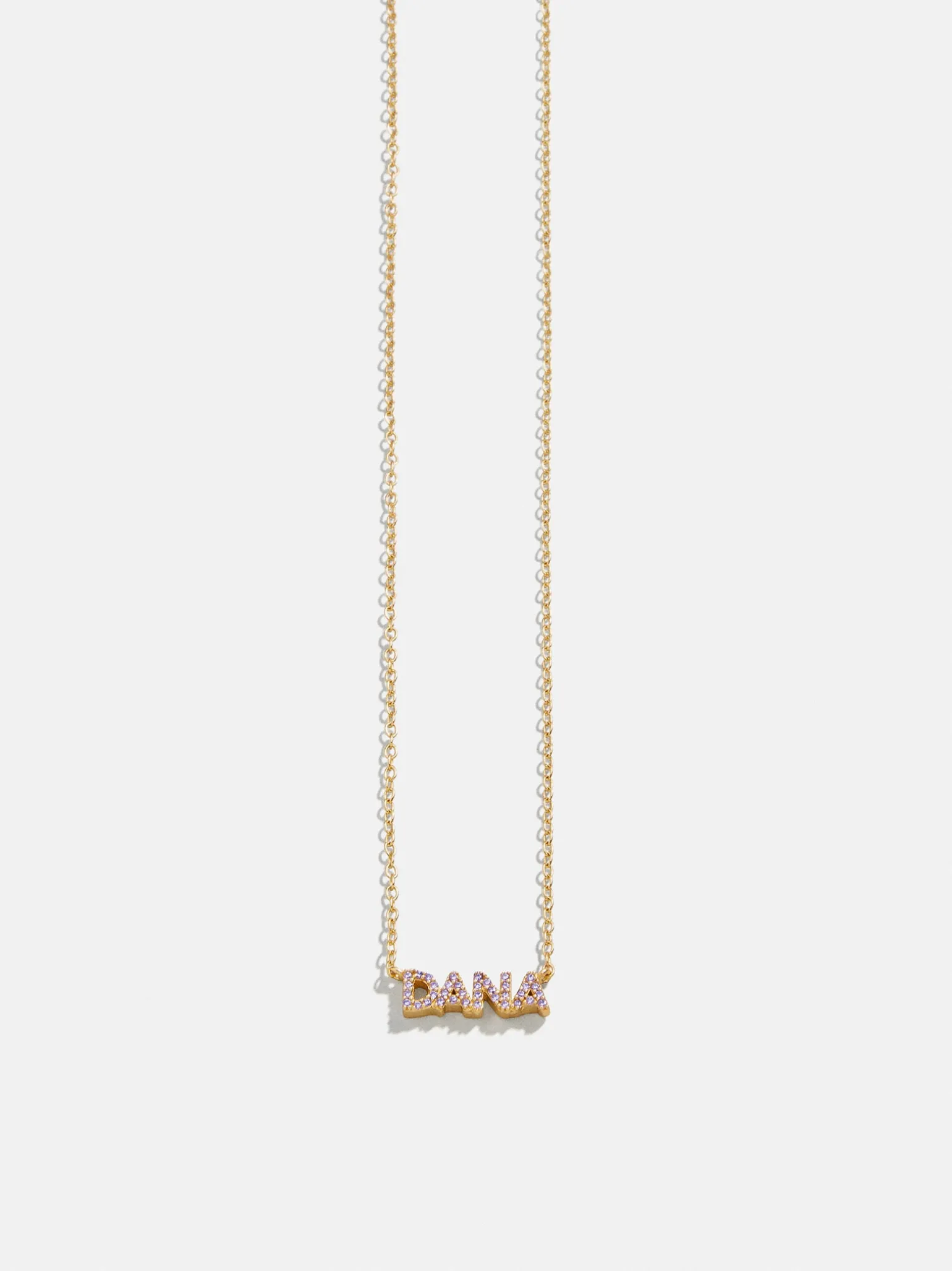 18K Gold Vermeil Birthstone Custom Nameplate Necklace - Light Amethyst