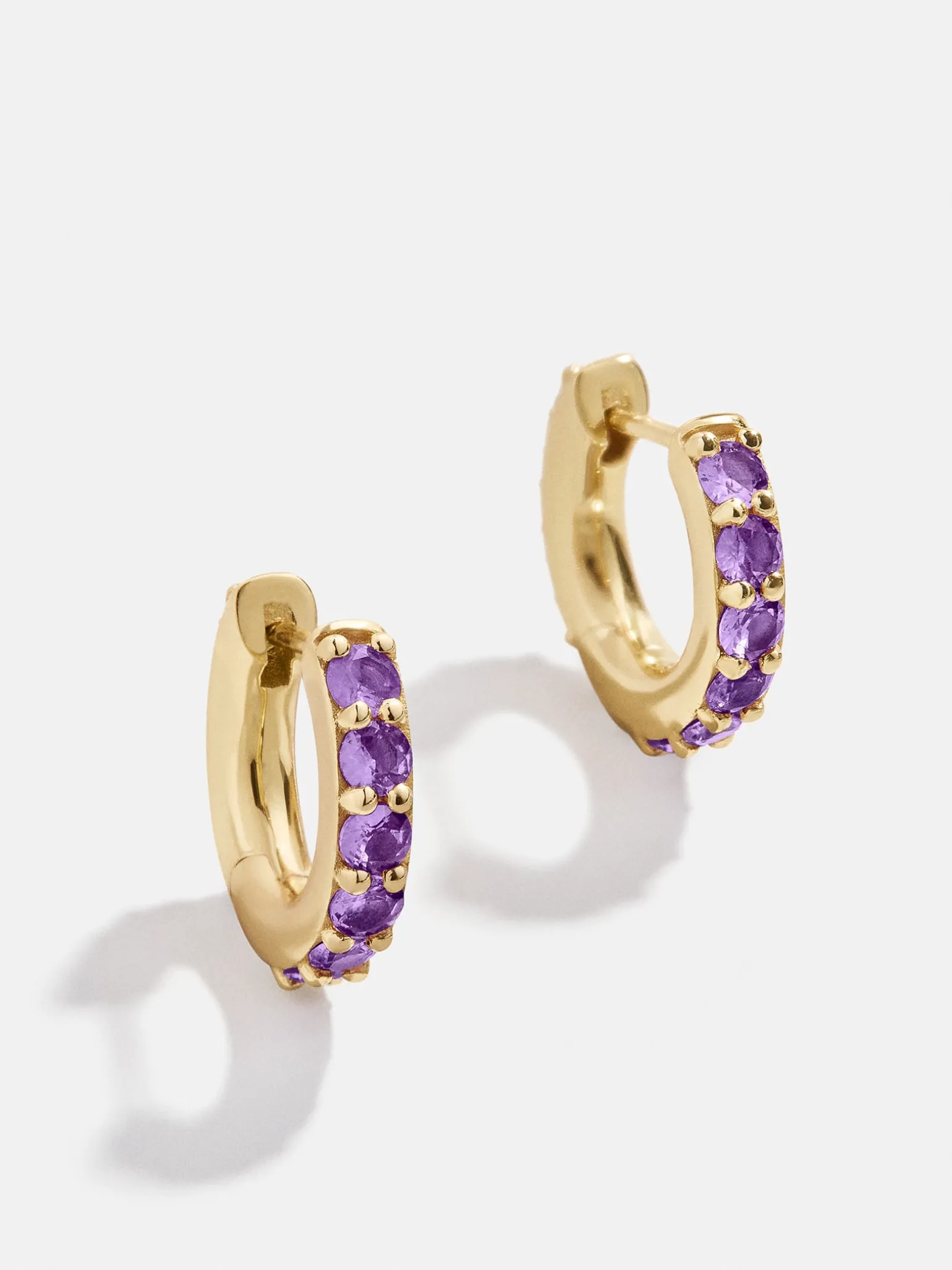 18K Gold Vermeil Birthstone Huggie Earrings - Amethyst