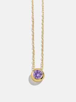 18K Gold Vermeil Birthstone Pendant Necklace - Light Amethyst