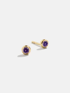 18K Gold Vermeil Birthstone Stud Earrings - Amethyst