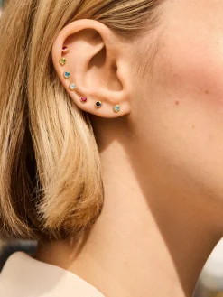 18K Gold Vermeil Birthstone Stud Earrings - Ruby