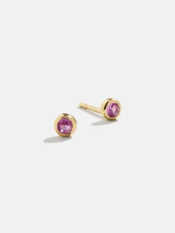 18K Gold Vermeil Birthstone Stud Earrings - Rose