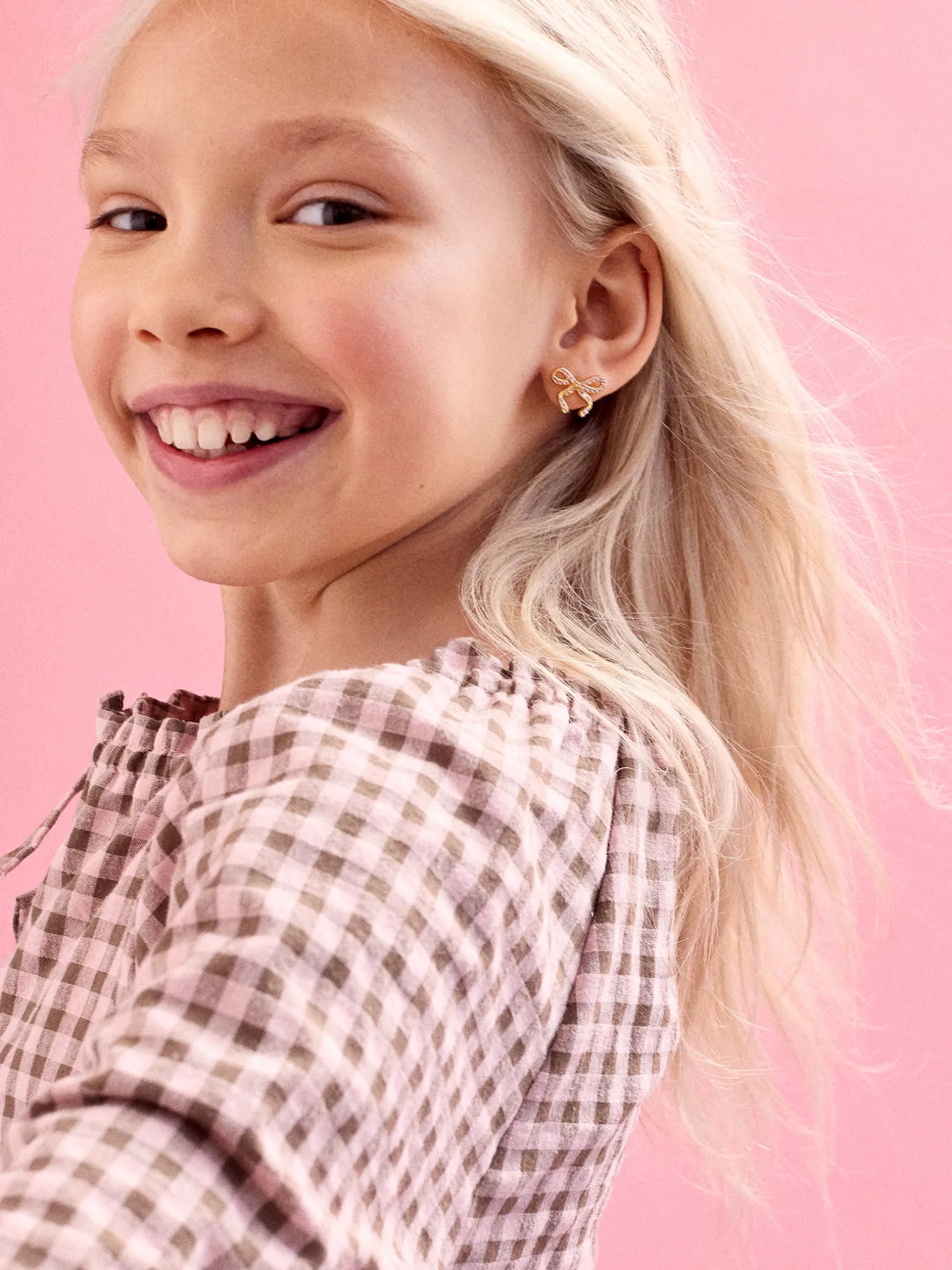 18K Gold Vermeil Bow & Behold Kids' Earrings - Pavé Bow