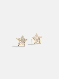 18K Gold Vermeil Celestial Delicate Stud - Pavé Star