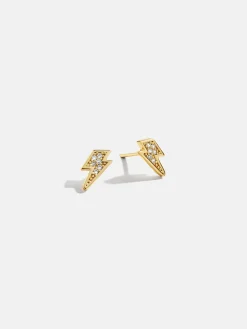18K Gold Vermeil Celestial Delicate Stud - Lightning Bolt