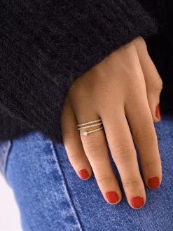 18K Gold Vermeil Celine Ring - Gold/Pavé
