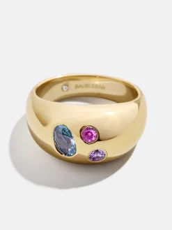 18K Gold Vermeil Custom Birthstone Ring - Gold