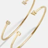 18K Gold Vermeil Double Initial Custom Cuff Bracelet - Gold/Pavé