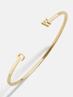 18K Gold Vermeil Double Initial Custom Cuff Bracelet - Gold/Pavé