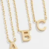 18K Gold Vermeil Etched Initial Necklace - Gold