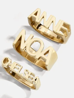 18K Gold Vermeil Fineline Custom Nameplate Ring - Gold