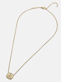 18K Gold Vermeil Initial Pendant Necklace - Gold/Pavé