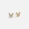 18K Gold Vermeil Just For Fun Earrings - Pavé Butterfly