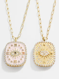 18K Gold Vermeil Medallion Necklace - Evil Eye