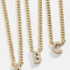 18K Gold Vermeil Mini Initial Necklace - Gold/Pavé