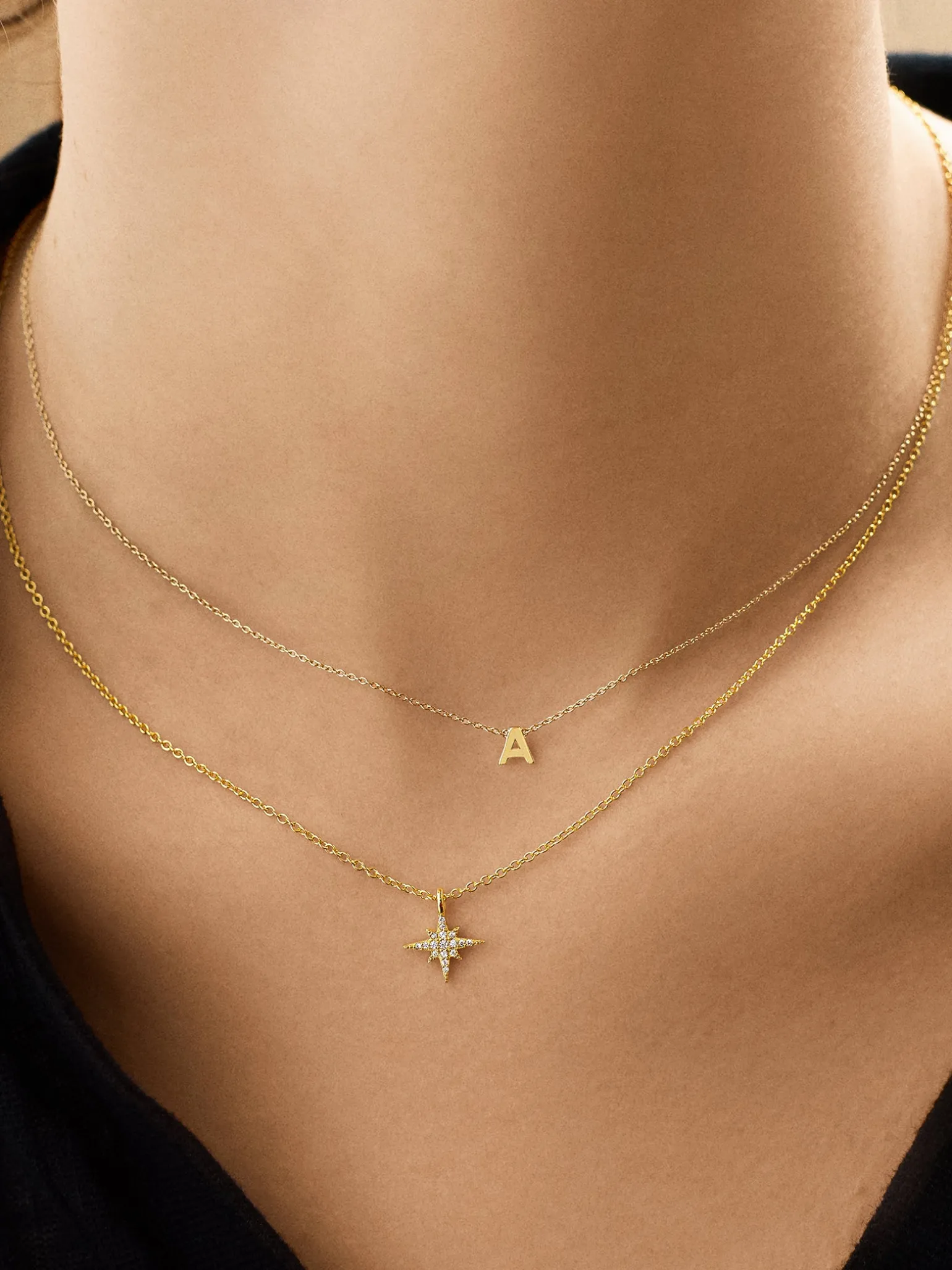 18K Gold Vermeil Motif Necklace - North Star