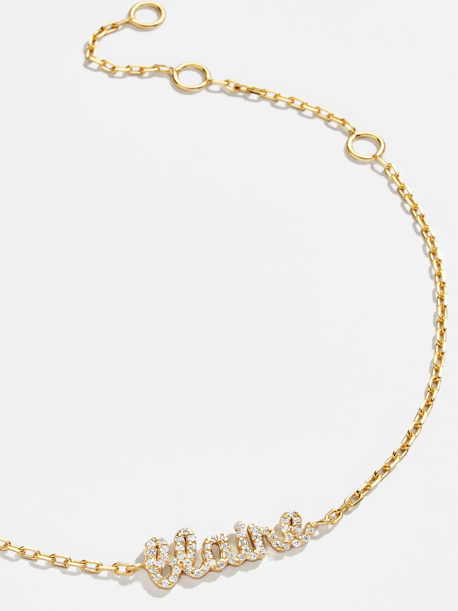 18K Gold Vermeil Pavé Custom Nameplate Bracelet - 18K Gold Vermeil. Pavé Cubic Zirconia Stones