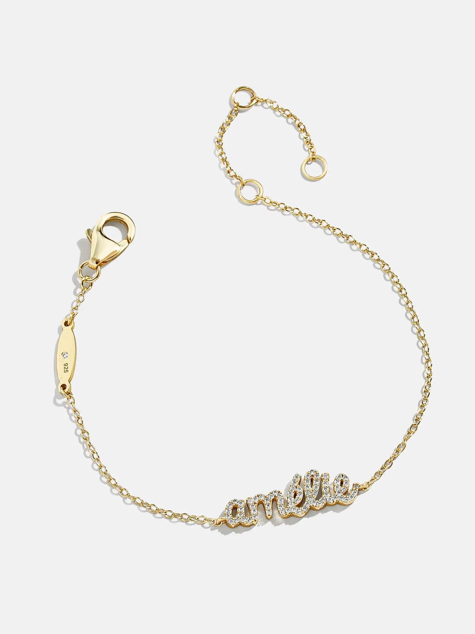 18K Gold Vermeil Pavé Custom Nameplate Bracelet - 18K Gold Vermeil. Pavé Cubic Zirconia Stones