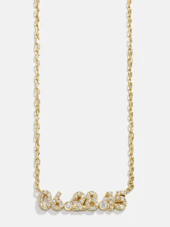 18K Gold Vermeil Pavé Custom Number Necklace - 18K Gold Vermeil. Pavé Cubic Zirconia Stones