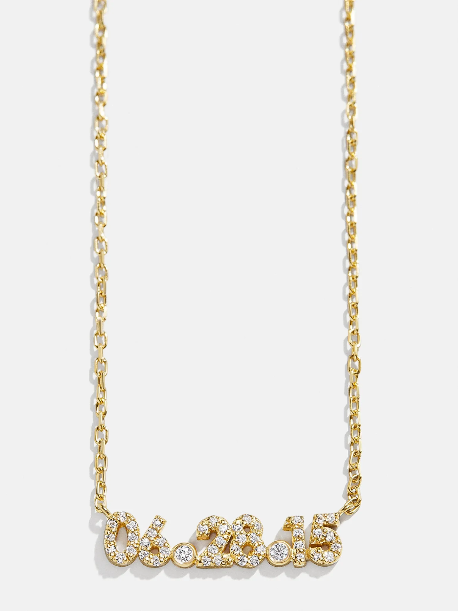 18K Gold Vermeil Pavé Custom Number Necklace - 18K Gold Vermeil. Pavé Cubic Zirconia Stones