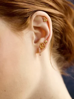 18K Gold Vermeil Peace Sign Delicate Stud Earrings - Peace Sign