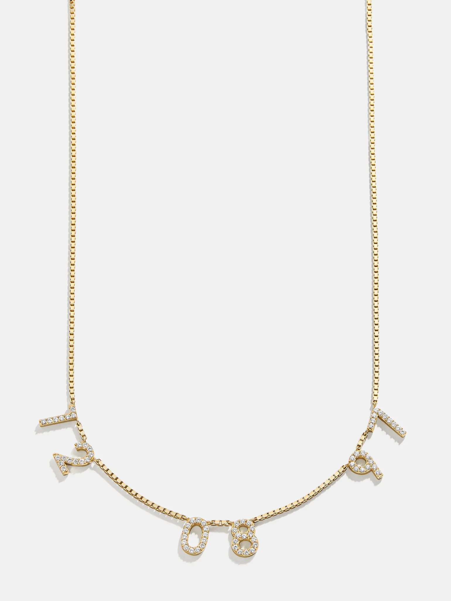 18K Gold Vermeil Spaced Number Custom Necklace - Large