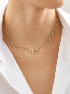 18K Gold Vermeil Spaced Number Custom Necklace - Large