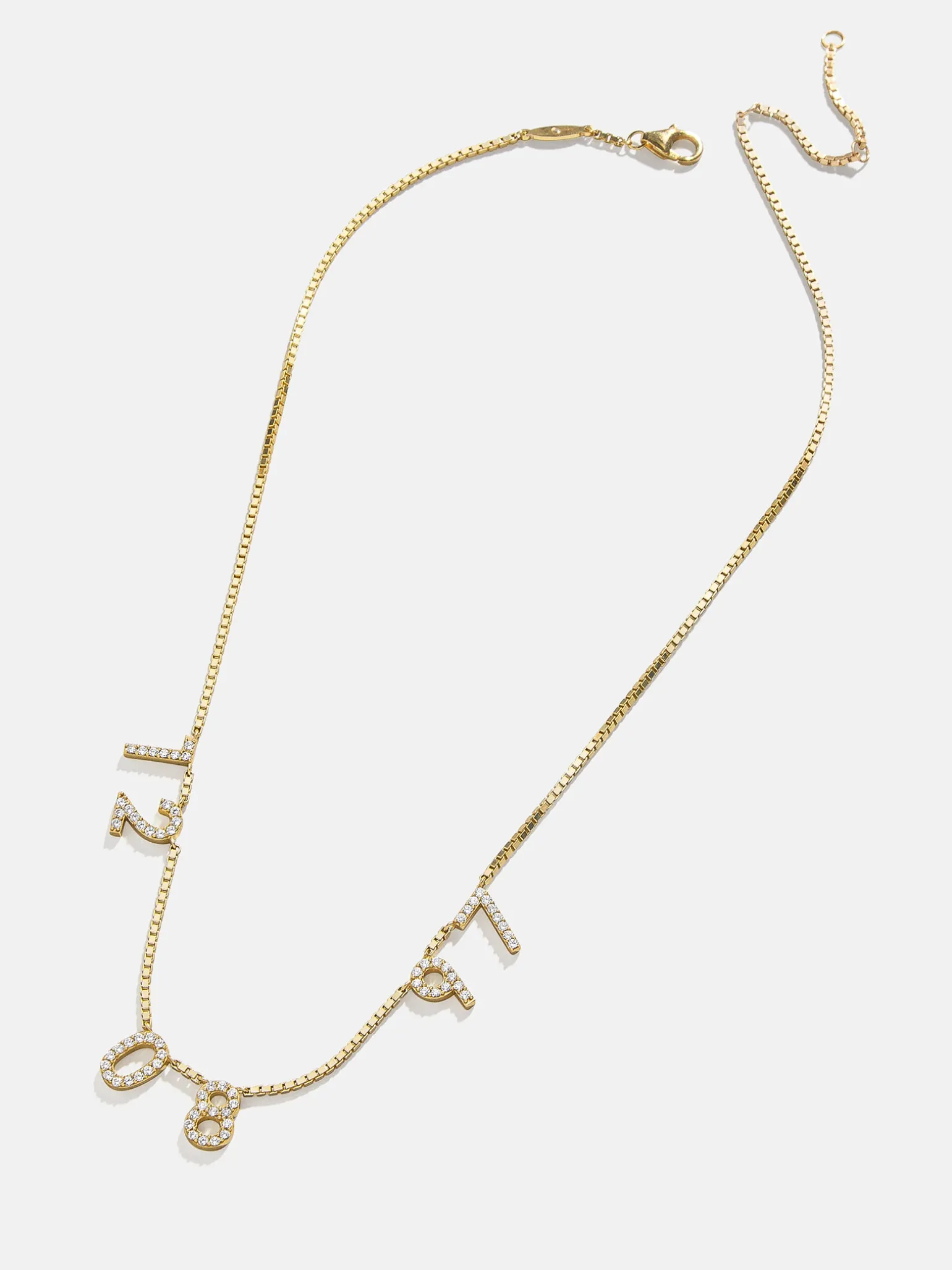 18K Gold Vermeil Spaced Number Custom Necklace - Large
