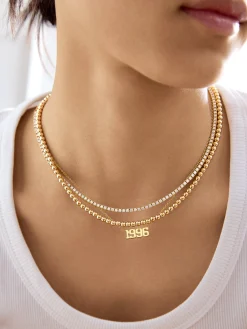 18K Gold Vermeil Varsity Font Custom Number Necklace - Varsity Font Numbers