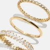 18K Gold Vermeil Willow Ring Set - Gold/Pavé