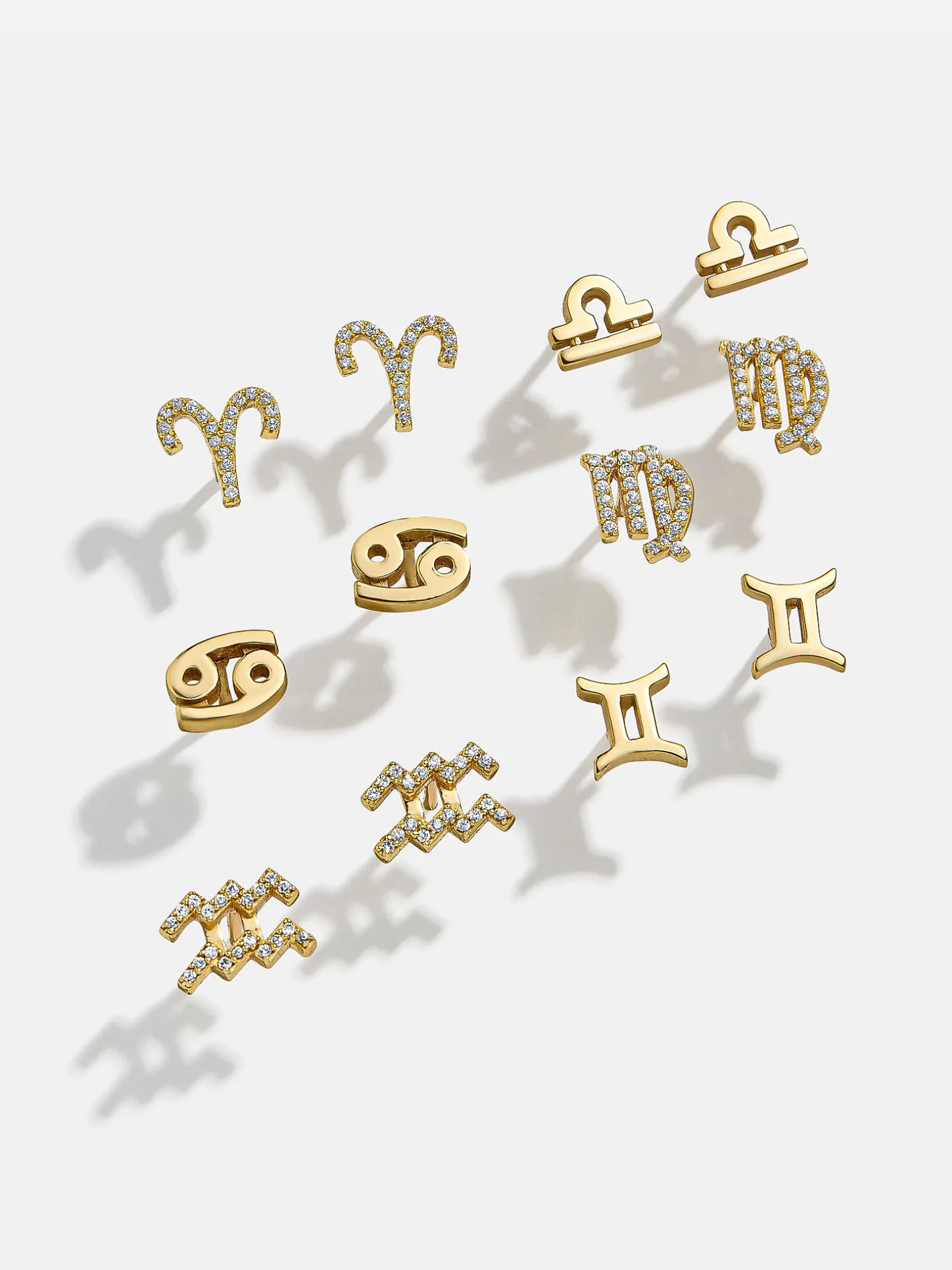 18K Gold Vermeil Zodiac Earrings - 18K Gold Vermeil. Pavé Cubic Zirconia Stones