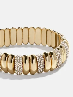 Keira Ribbed Bracelet - Gold/Pavé