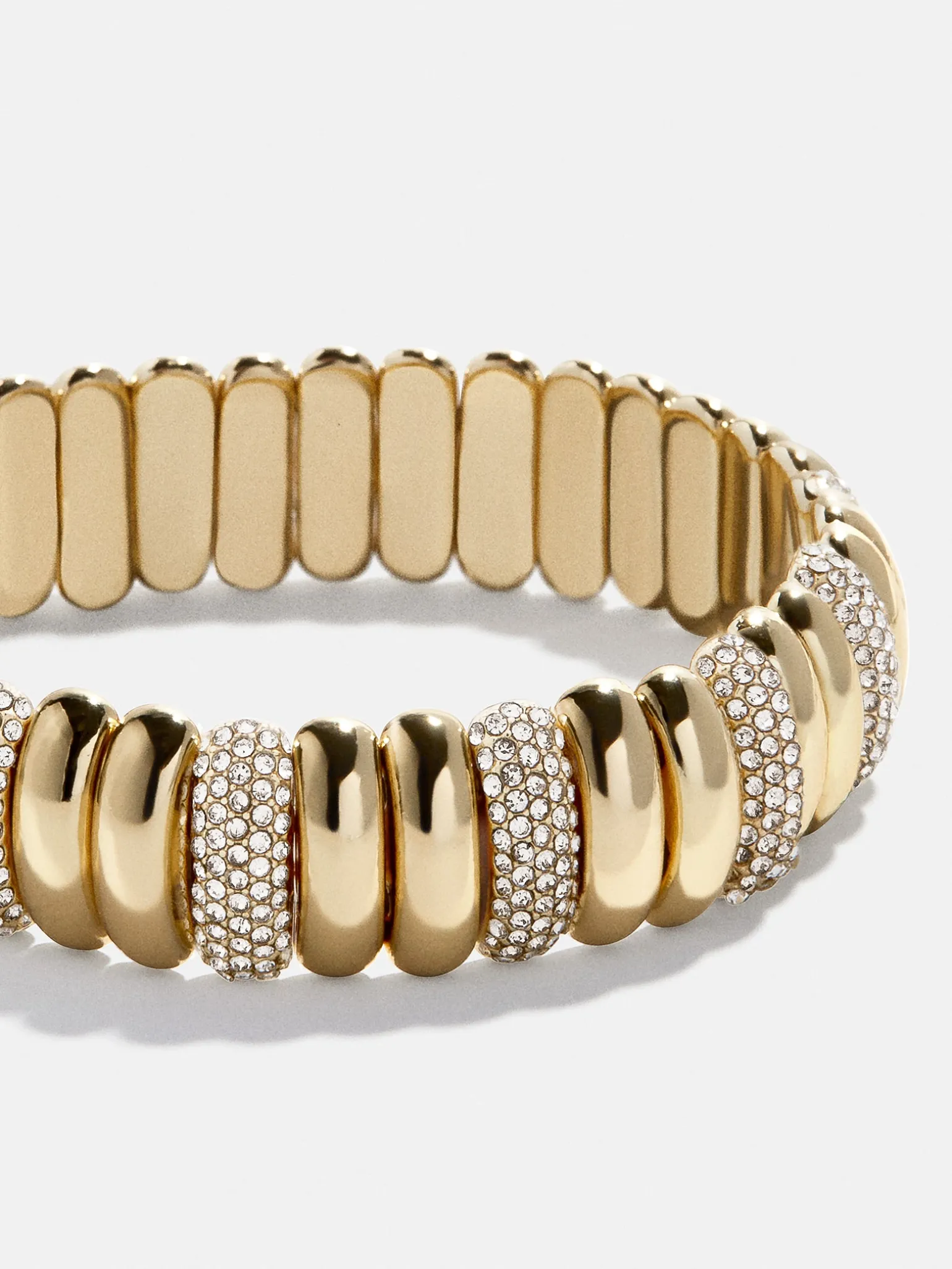 Keira Ribbed Bracelet - Gold/Pavé