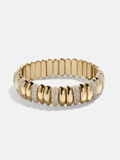 Keira Ribbed Bracelet - Gold/Pavé
