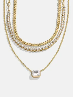 Kenna Layered Necklace - Gold/Pavé