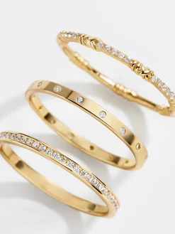 Maddie 18K Gold Vermeil Ring Set - Gold/Pavé