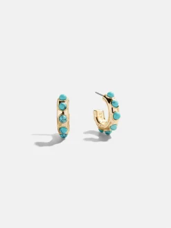 Mariana Semi-Precious Huggie Earrings - Gold/Turquoise