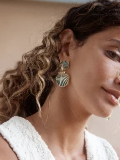 Marni Seashell Earrings - Gold/Turquoise