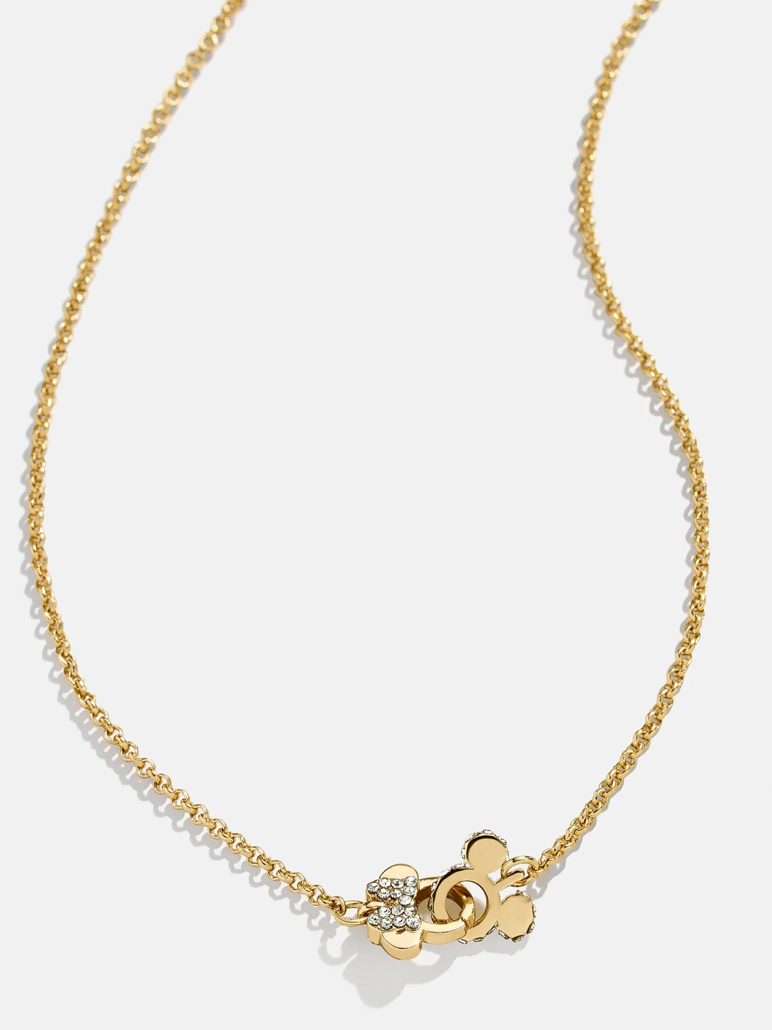 Mickey Mouse & Minnie Mouse Disney Better Half Necklace - Gold/Pavé